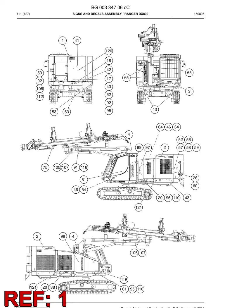 BG00334714b BG 003 347 14b Decal set - Sandvik Technical Drawing