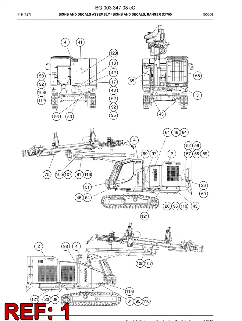BG00334716b BG 003 347 16b Decal set - Sandvik Technical Drawing