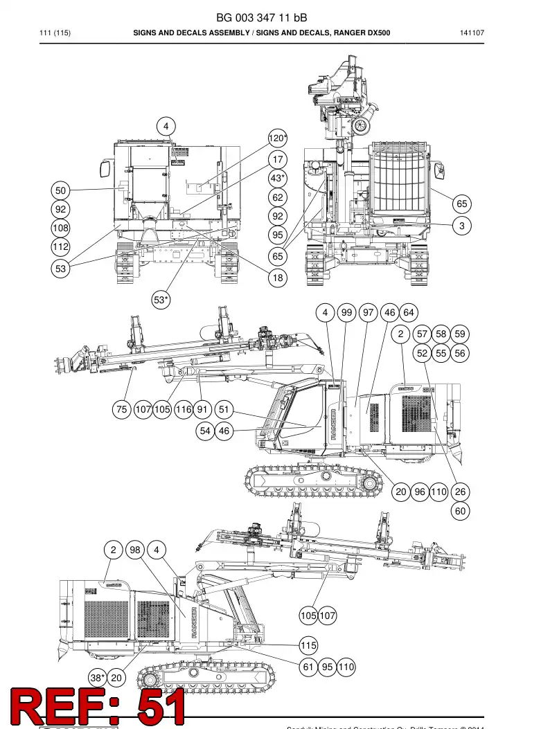 BG00334776b BG 003 347 76b Decal - Sandvik Technical Drawing