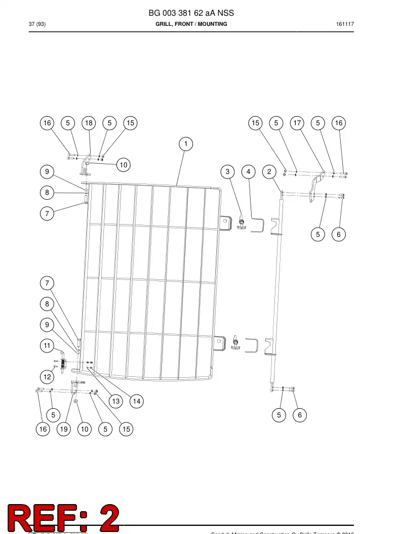 BG00338216a BG 003 382 16a Support - Sandvik Technical Drawing