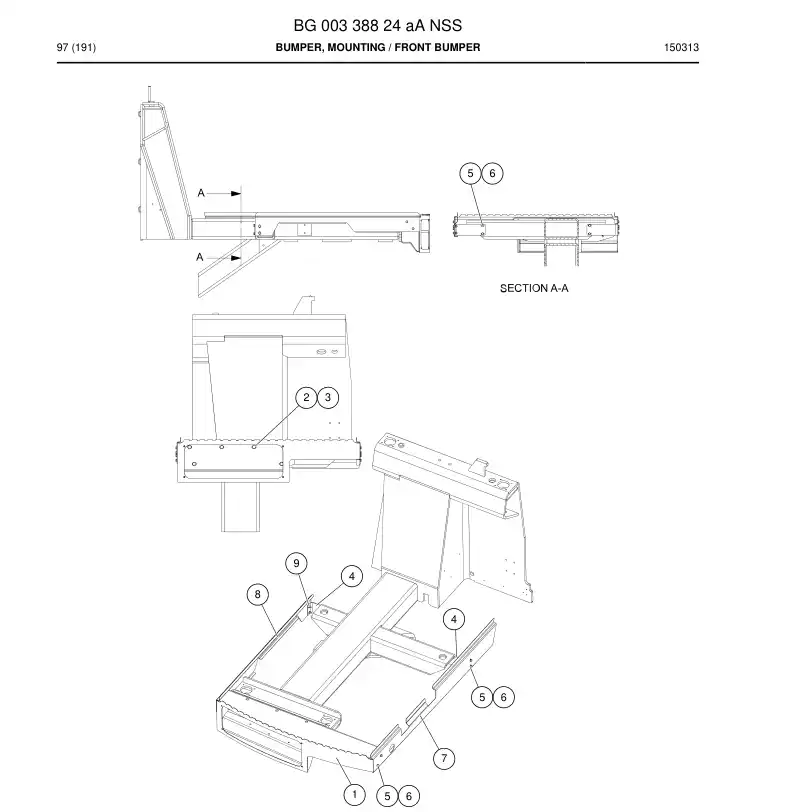 BG00338824a BG 003 388 24a Bumper, Mounting - Sandvik Technical Drawing