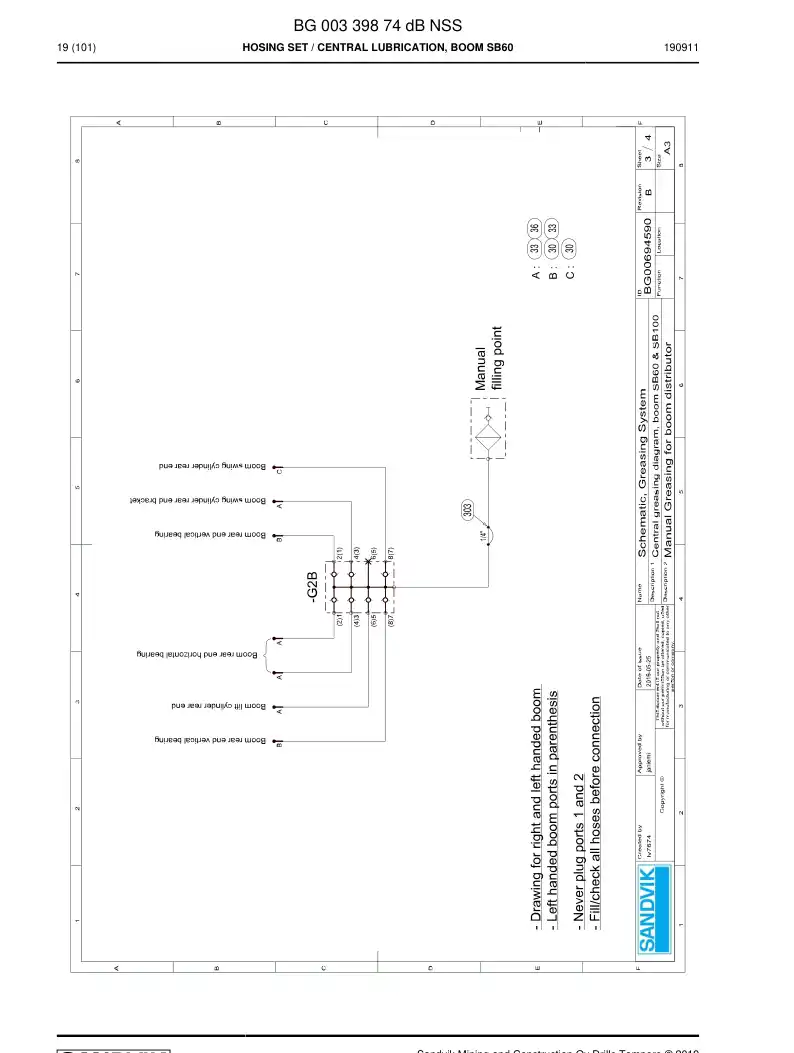 BG00339874d BG 003 398 74d Hosing Set - Sandvik Technical Drawing