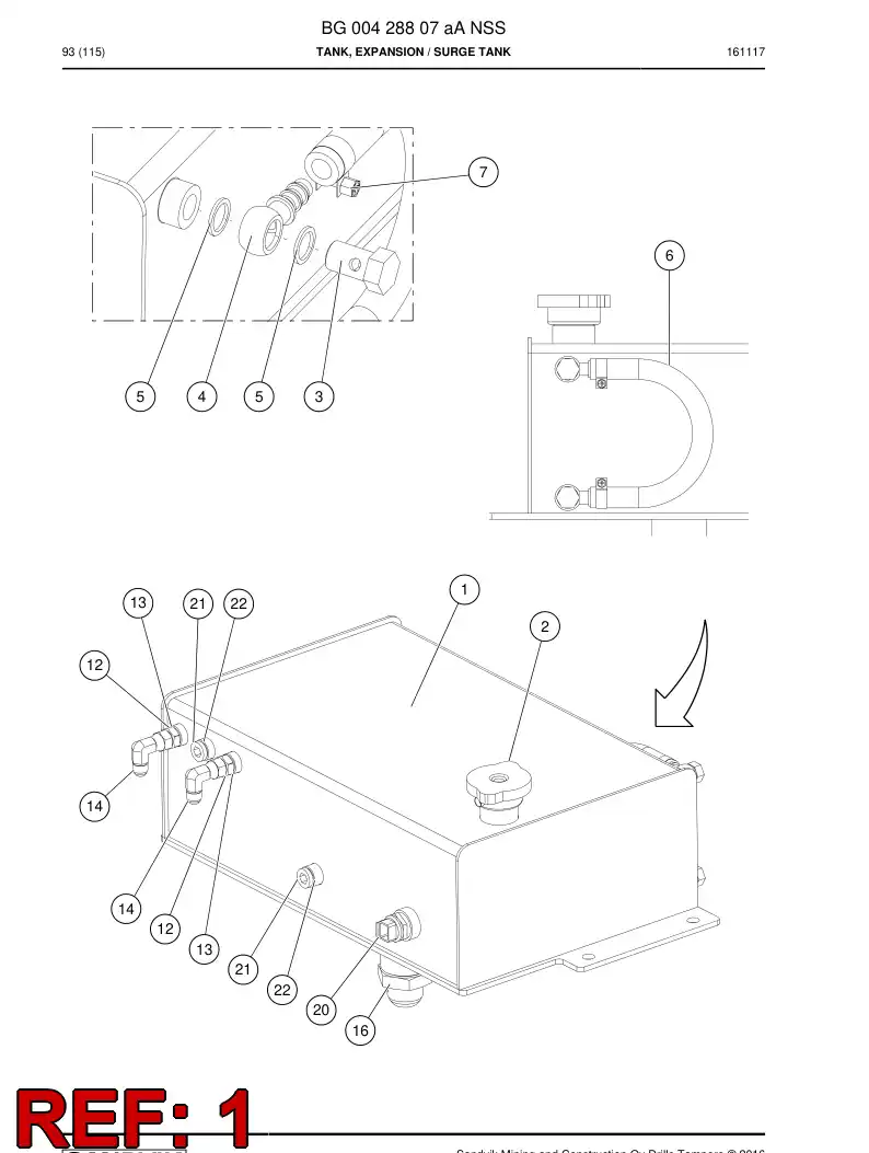 BG00340140a BG 003 401 40a Tank, Expansion - Sandvik Technical Drawing
