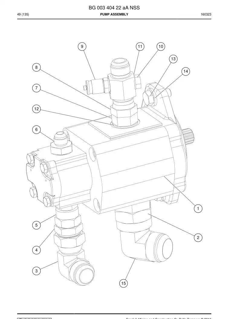 BG00340422a BG 003 404 22a Pump Assembly - Sandvik Technical Drawing
