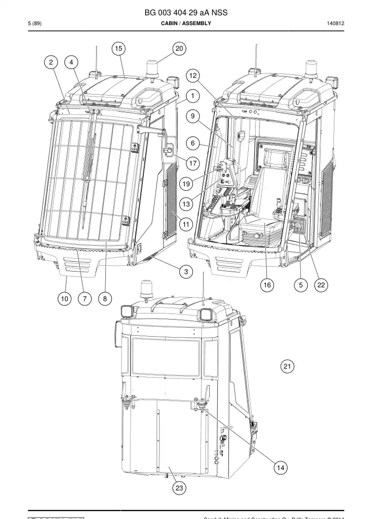 BG00340429a BG 003 404 29a Cabin - Sandvik Technical Drawing