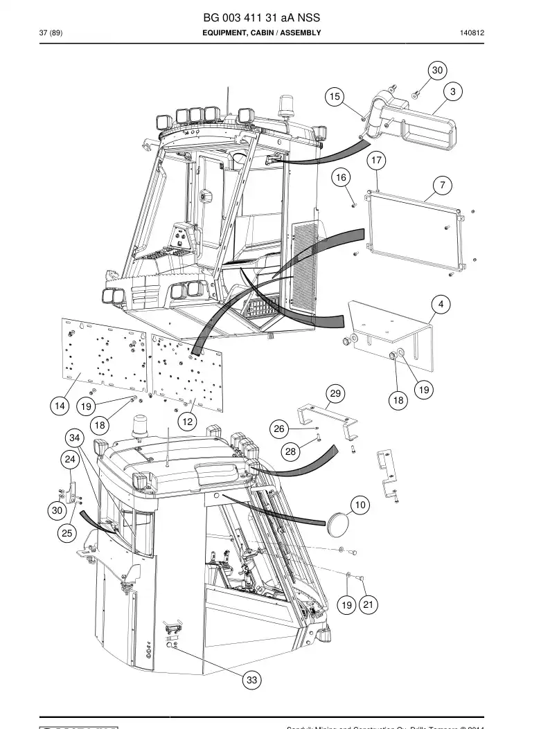 BG00341131a BG 003 411 31a Equipment, Cabin - Sandvik Technical Drawing