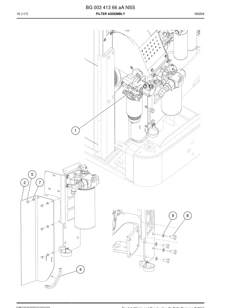 BG00341366a BG 003 413 66a Filter Assembly - Sandvik Technical Drawing