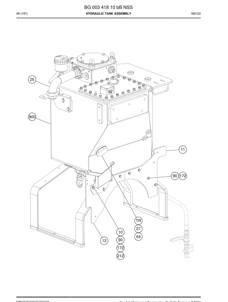 BG00341810b BG 003 418 10b Hydraulic Tank Assembly - Sandvik Technical Drawing