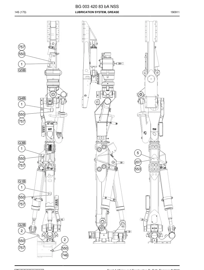 BG00342083b BG 003 420 83b Lubrication System, Grease - Sandvik Technical Drawing