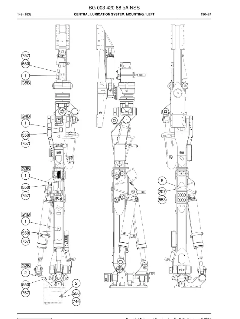 BG00342088b BG 003 420 88b Central Lurication System, Mounting - Sandvik Technical Drawing