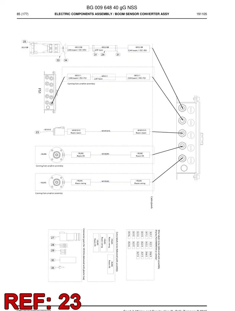 BG00342348c BG 003 423 48c Cable, Prewired Plug - Sandvik Technical Drawing