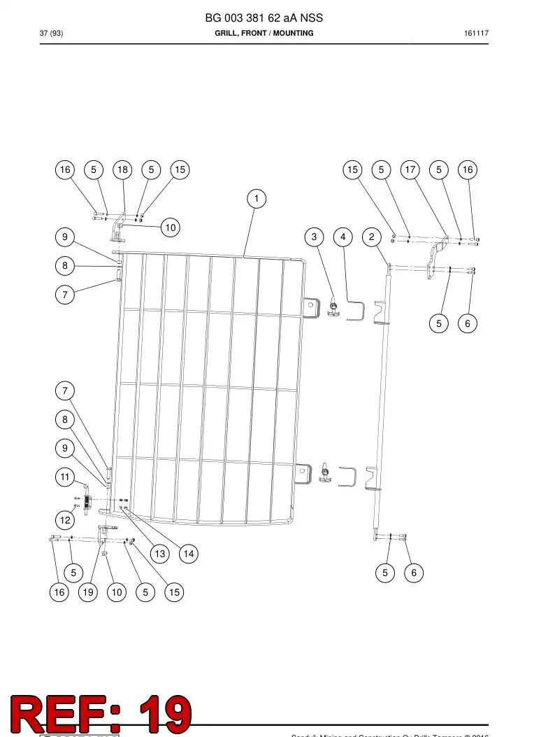 BG00342460a BG 003 424 60a Bracket - Sandvik Technical Drawing
