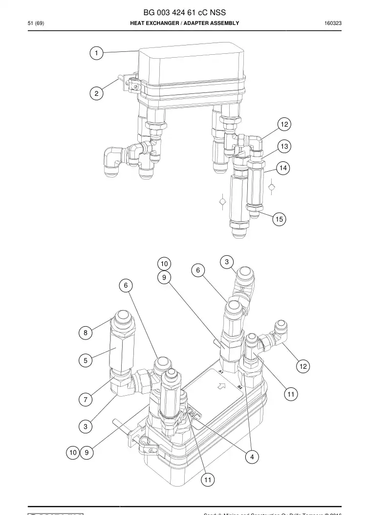 BG00342461c BG 003 424 61c Heat Exchanger - Sandvik Technical Drawing