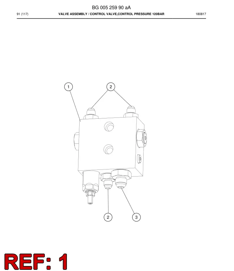 BG00342545a BG 003 425 45a Manifold, Valve Assembly - Sandvik Technical Drawing