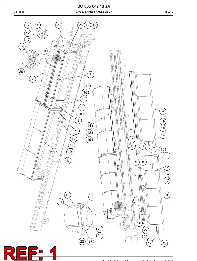 BG00343285a BG 003 432 85a Bar, Safety - Sandvik Technical Drawing