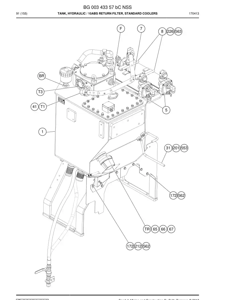 BG00343357b BG 003 433 57b Tank, Hydraulic - Sandvik Technical Drawing