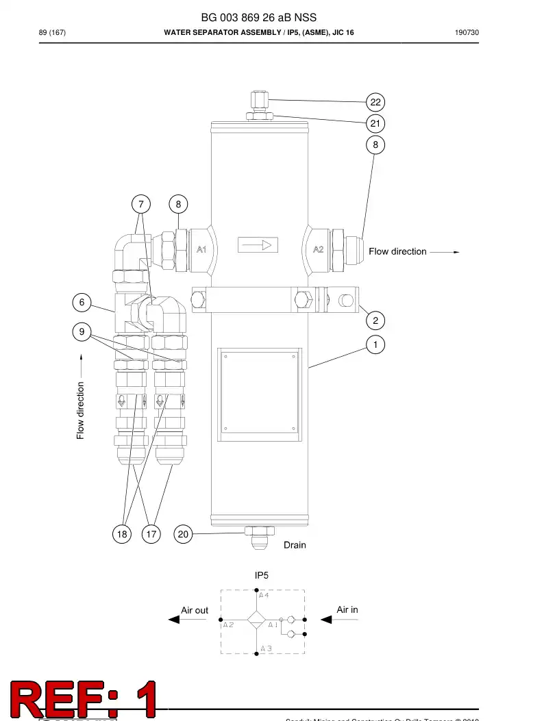 BG00343391a BG 003 433 91a Cleaner, Air - Sandvik Technical Drawing