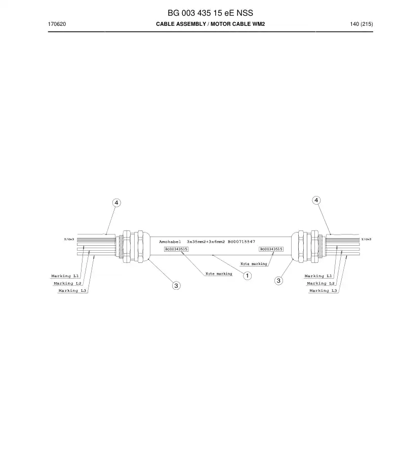 BG00343515e BG 003 435 15e Cable Assembly - Sandvik Technical Drawing