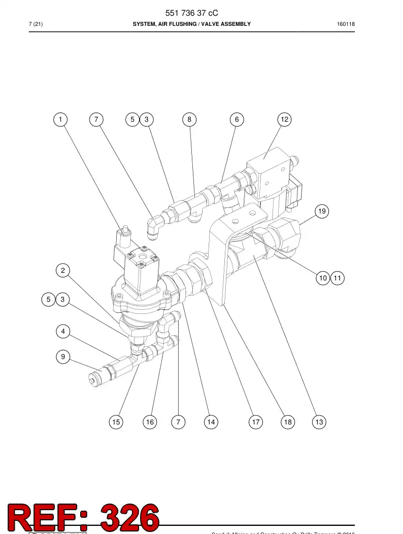 BG00344197a BG 003 441 97a Bracket, Valve - Sandvik Technical Drawing