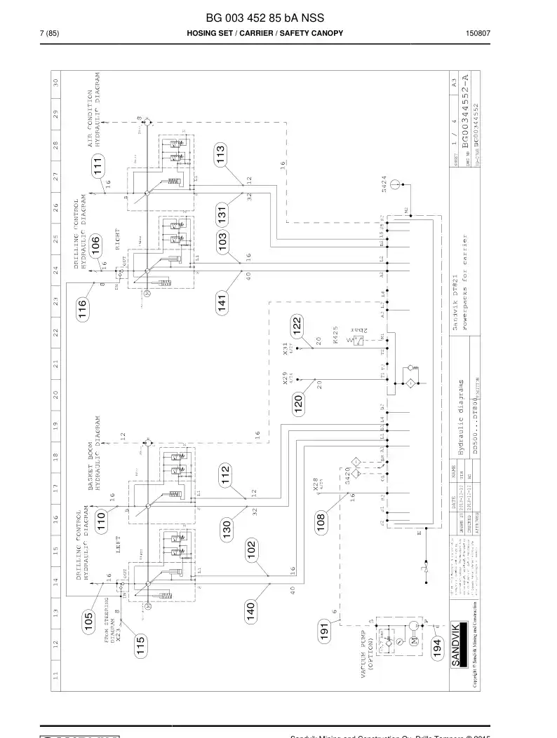 BG00345285b BG 003 452 85b Hosing Set - Sandvik Technical Drawing