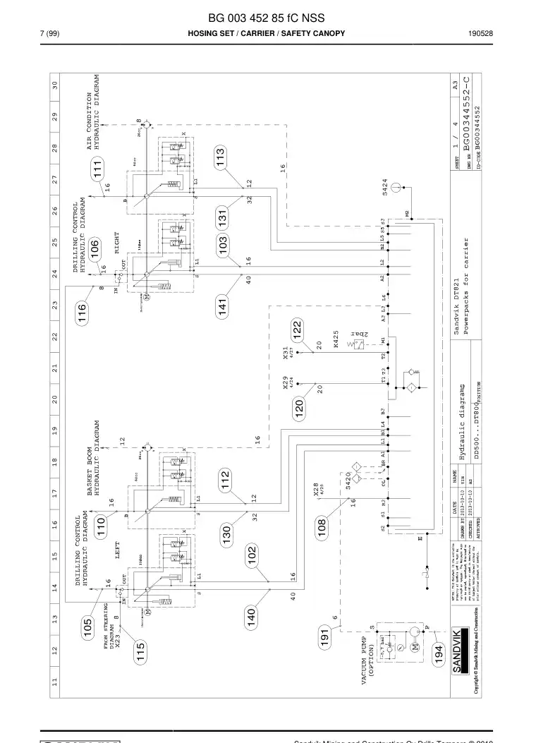 BG00345285f BG 003 452 85f Hosing Set - Sandvik Technical Drawing