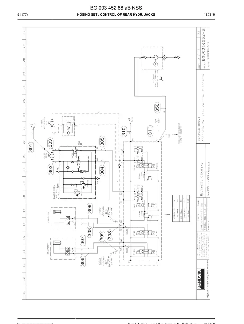 BG00345288a BG 003 452 88a Hosing Set - Sandvik Technical Drawing