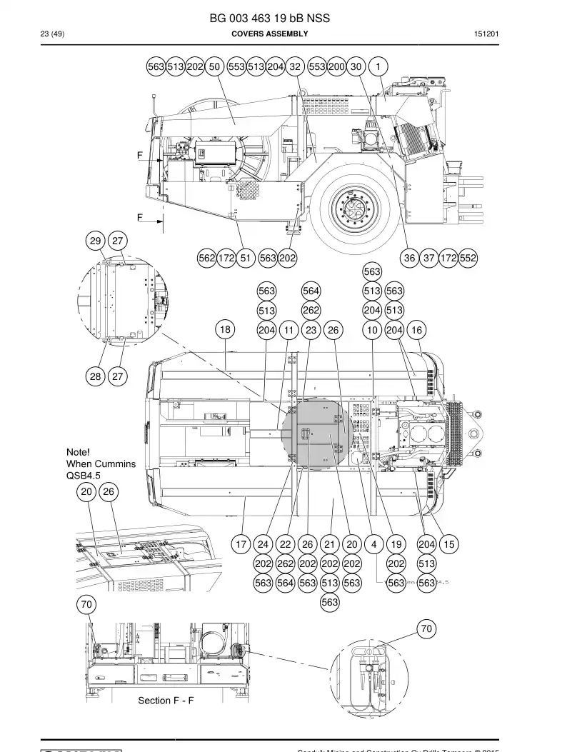 BG00346319b BG 003 463 19b Covers Assembly - Sandvik Technical Drawing