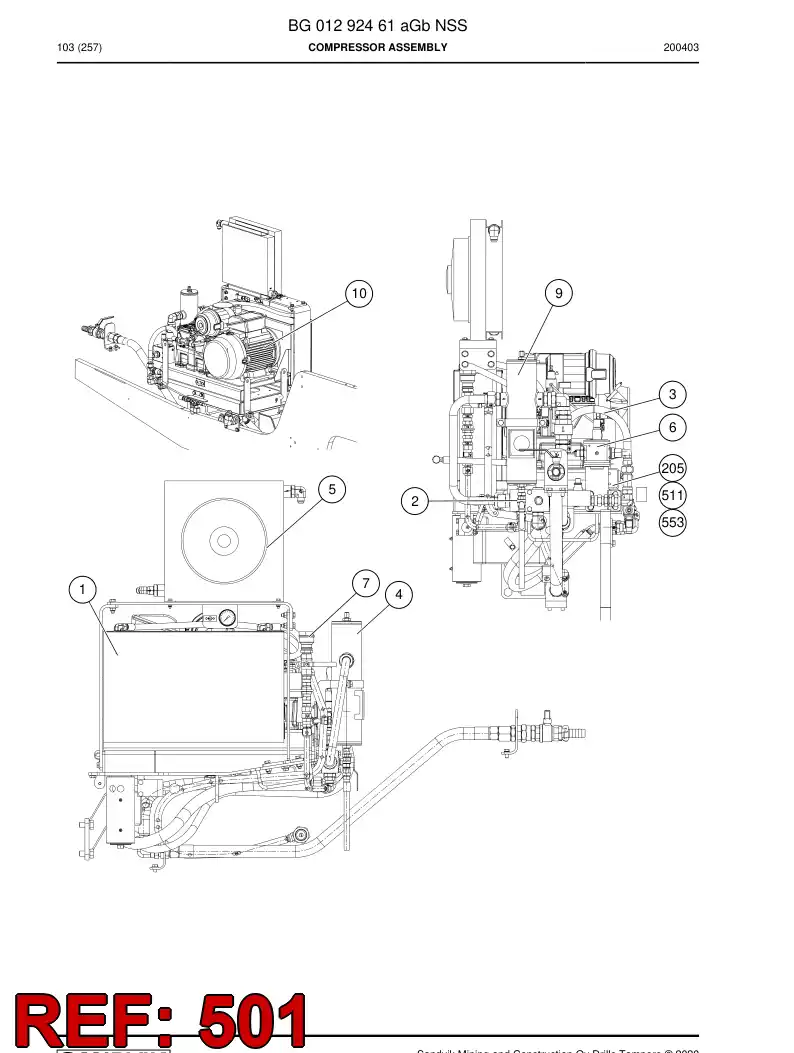 BG00346475b BG 003 464 75b Cable Assembly - Sandvik Technical Drawing