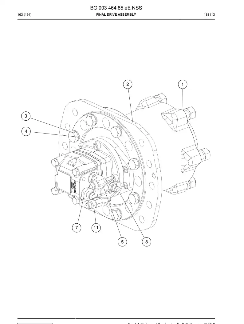 BG00346485e BG 003 464 85e Final Drive Assembly - Sandvik Technical Drawing