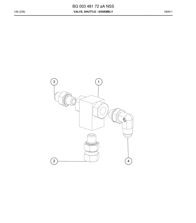 BG00348172a BG 003 481 72a Valve, Shuttle - Sandvik Technical Drawing