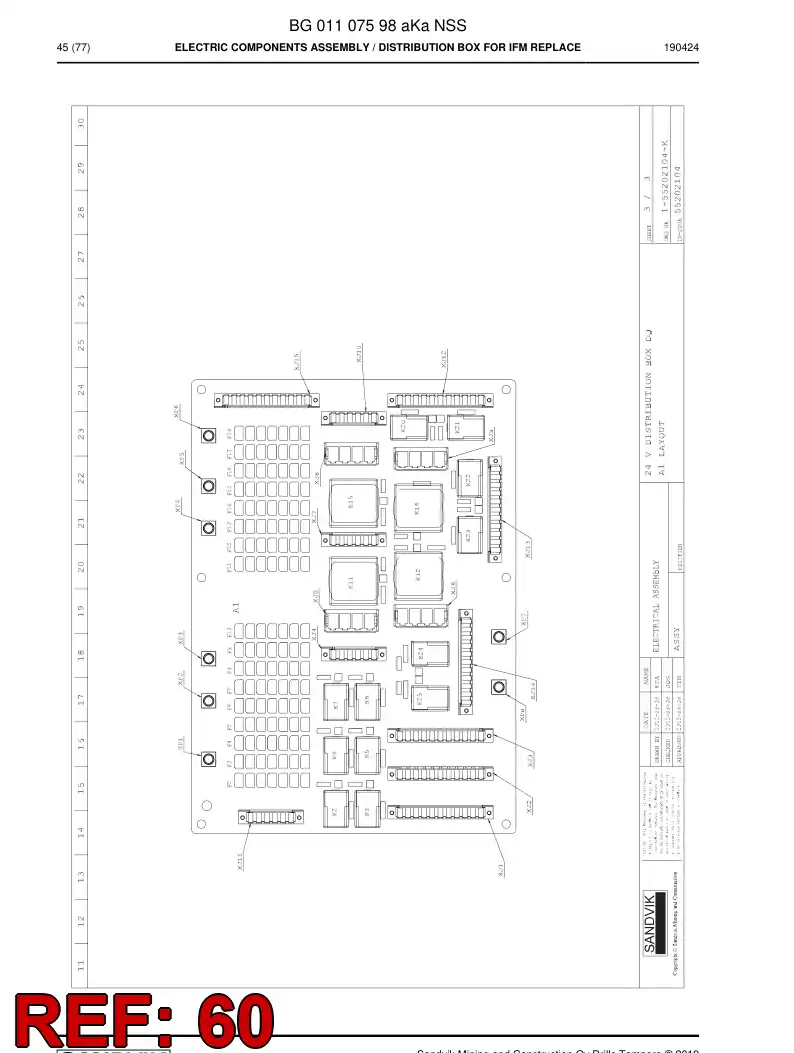 BG00348250b BG 003 482 50b Support, Busbar - Sandvik Technical Drawing