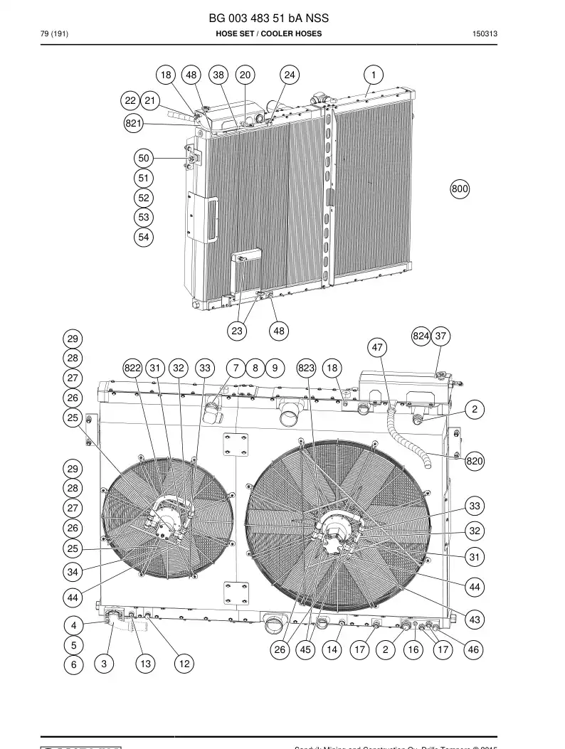 BG00348351b BG 003 483 51b Hose Set - Sandvik Technical Drawing