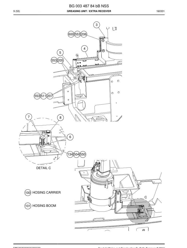 BG00348784b BG 003 487 84b Greasing Unit - Sandvik Technical Drawing