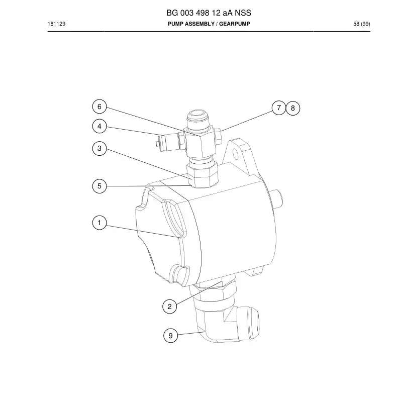 BG00349812a BG 003 498 12a Pump Assembly - Sandvik Technical Drawing