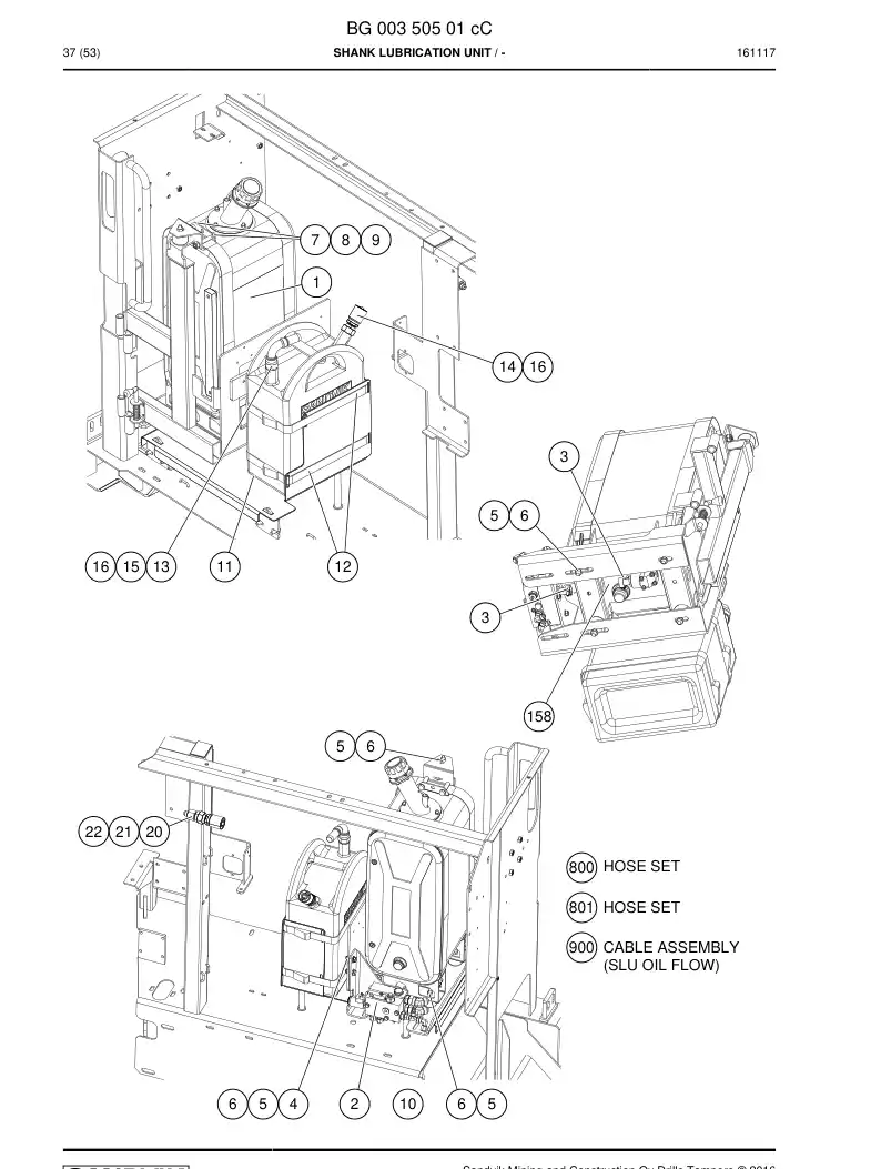 BG00350501c BG 003 505 01c Shank Lubrication Unit - Sandvik Technical Drawing