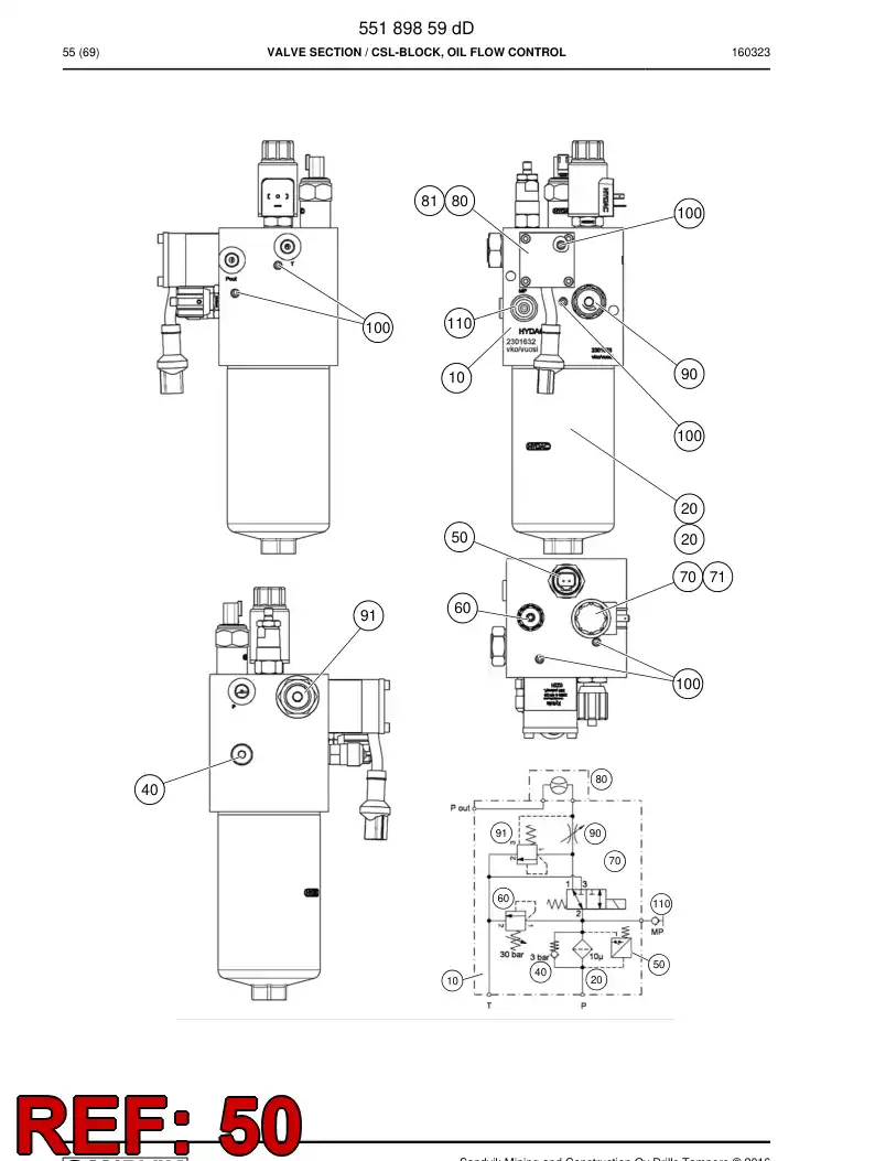 BG00351515a BG 003 515 15a Indicator, Clogging - Sandvik Technical Drawing