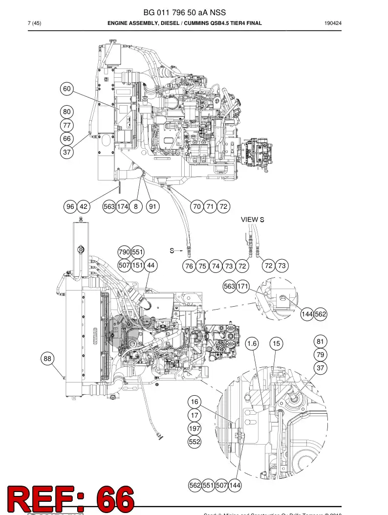 BG00351723a BG 003 517 23a Hose - Sandvik Technical Drawing