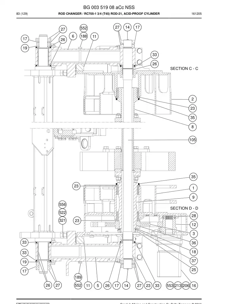 BG00351908a BG 003 519 08a Rod Changer - Sandvik Technical Drawing