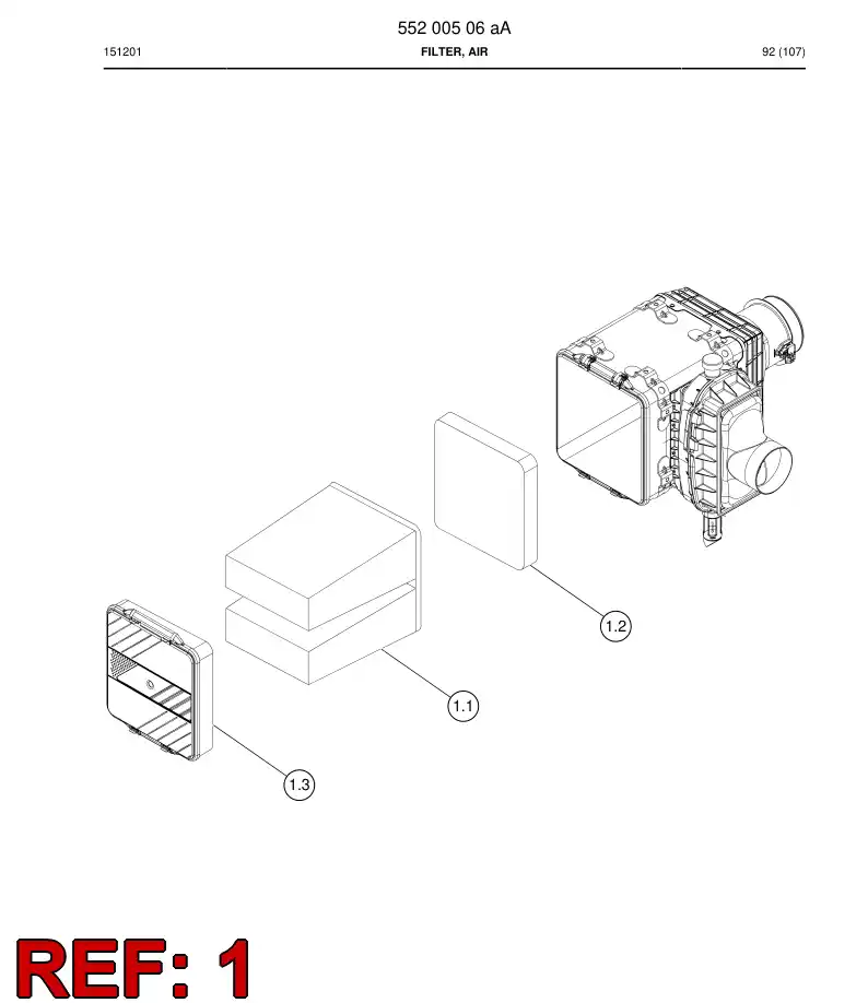 BG00352144b BG 003 521 44b Filter, Air - Sandvik Technical Drawing