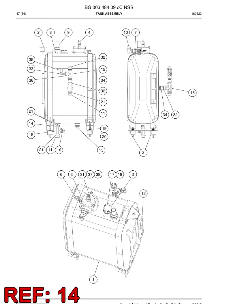 BG00352445a BG 003 524 45a Adapter - Sandvik Technical Drawing