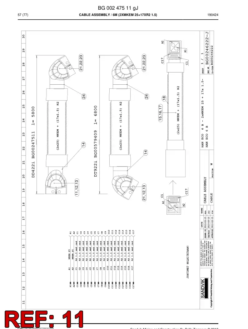 BG00354519a BG 003 545 19a Connector, Plug - Sandvik Technical Drawing