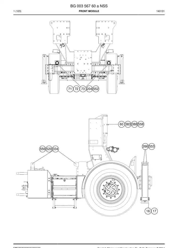 BG00356760a BG 003 567 60a Front module - Sandvik Technical Drawing