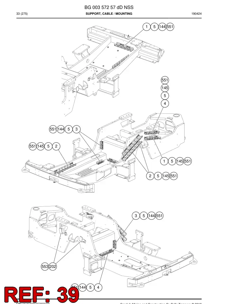 BG00357012a BG 003 570 12a Rack, cable - Sandvik Technical Drawing