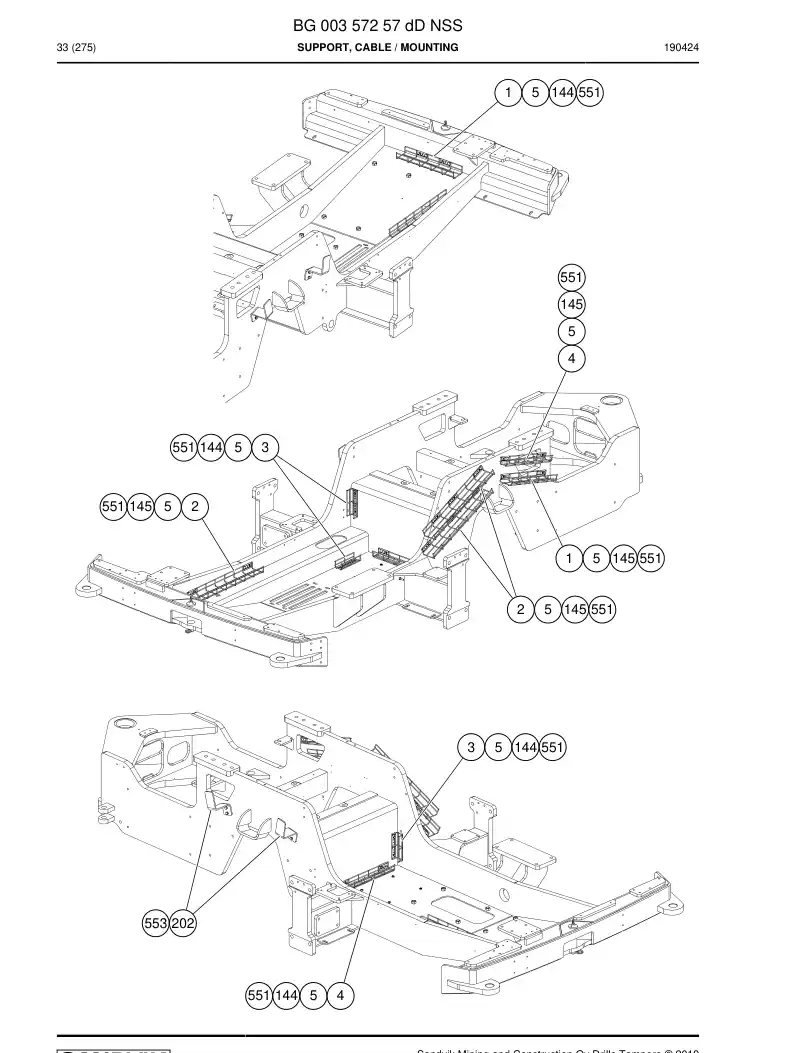 BG00357257c BG 003 572 57c Support, cable - Sandvik Technical Drawing