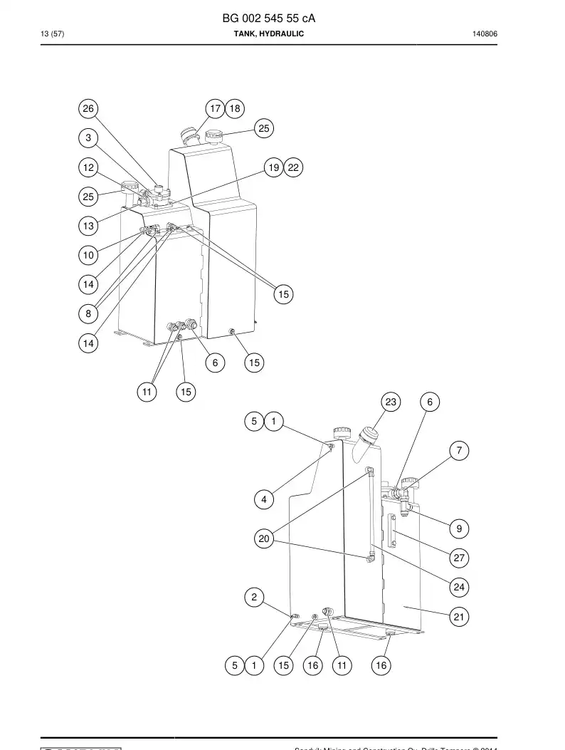 BG00357761a BG 003 577 61a Seal, Rubber - Sandvik Technical Drawing