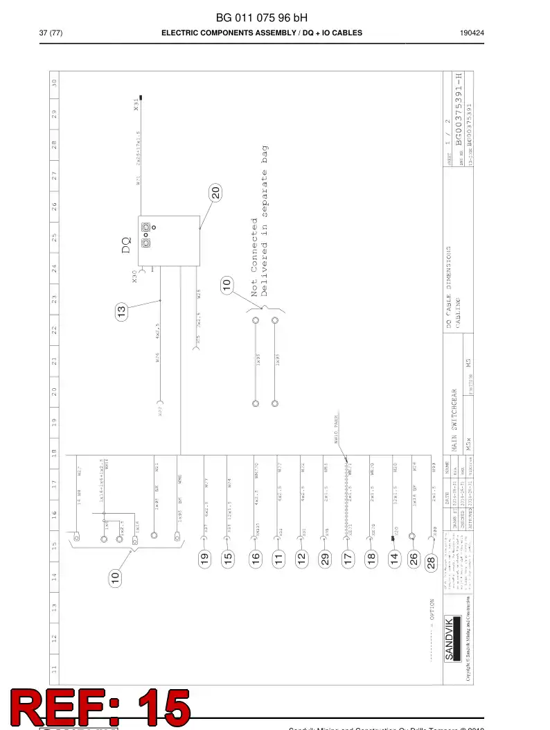 BG00358793b BG 003 587 93b Wiring Harness Assembly - Sandvik Technical Drawing