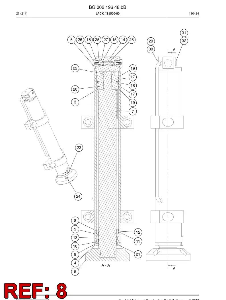 BG00359480a BG 003 594 80a Ring, PISTON - Sandvik Technical Drawing