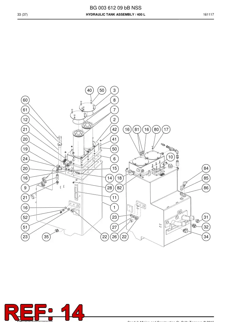 BG00359486a BG 003 594 86a Switch, Pressure - Sandvik Technical Drawing