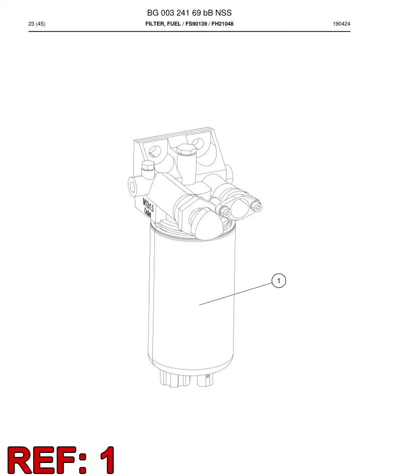 BG00359490a BG 003 594 90a Filter, fuel - Sandvik Technical Drawing