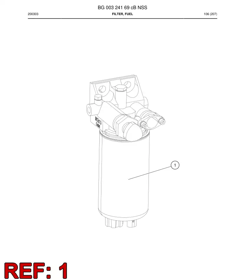 BG00359490c BG 003 594 90c Filter, fuel - Sandvik Technical Drawing